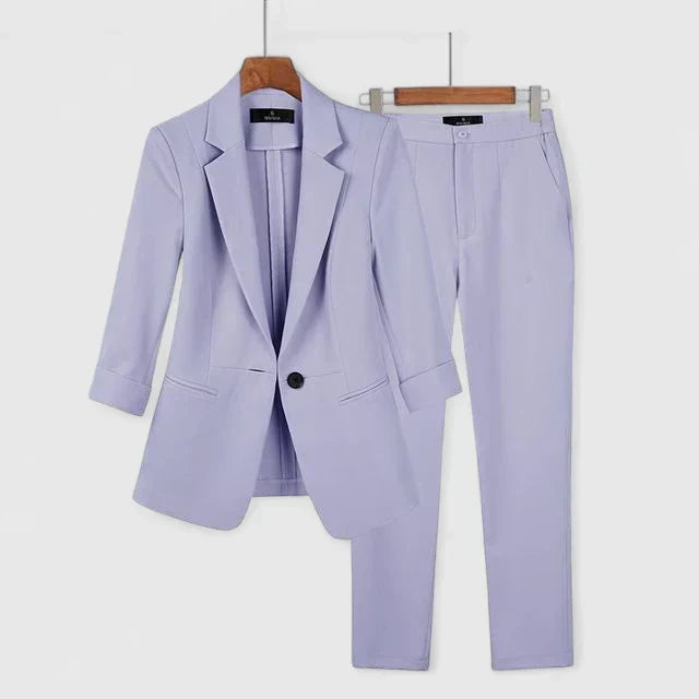 Ariel | Mujer Traje de Dos Piezas con Blazer y Pantalón Recto