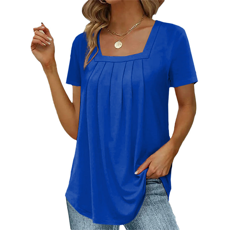Mandy | Mujer Blusa Plisada con Escote Cuadrado