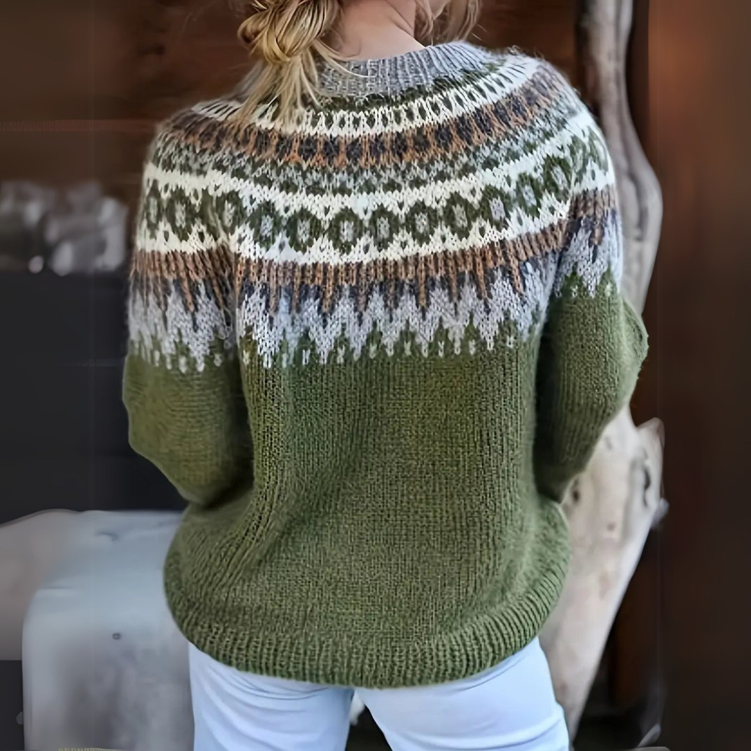 Doutzen | Mujer Suéter de Cuello Redondo con Motivo Jacquard