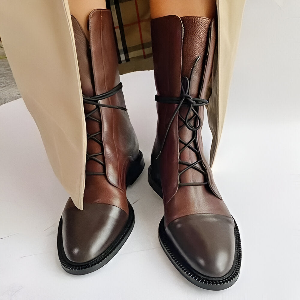 Mila | Mujer Botines con Cordones de Corte Alto