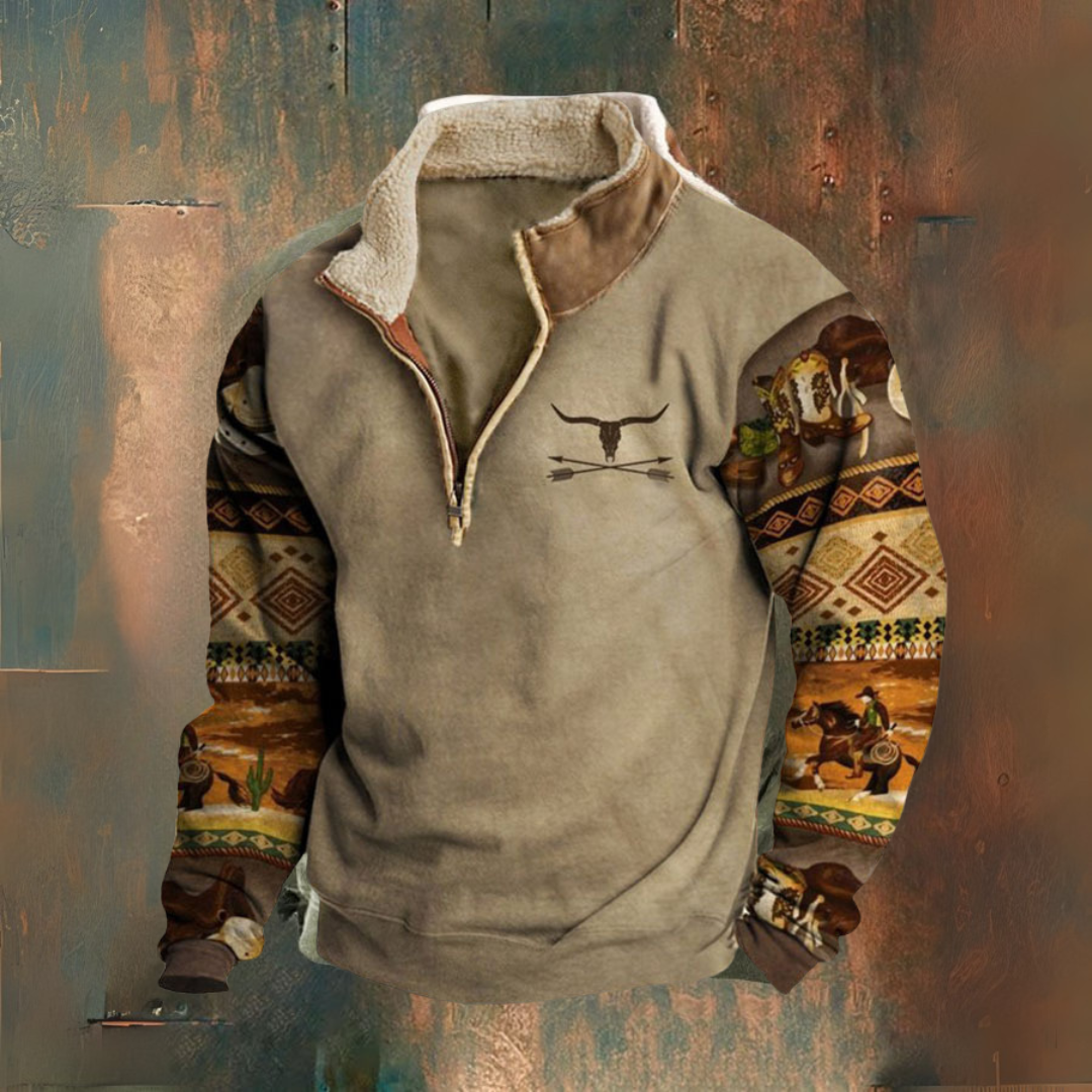 Buitenpost | Hombre Chaqueta Polar con Media Cremallera y Cuello Sherpa