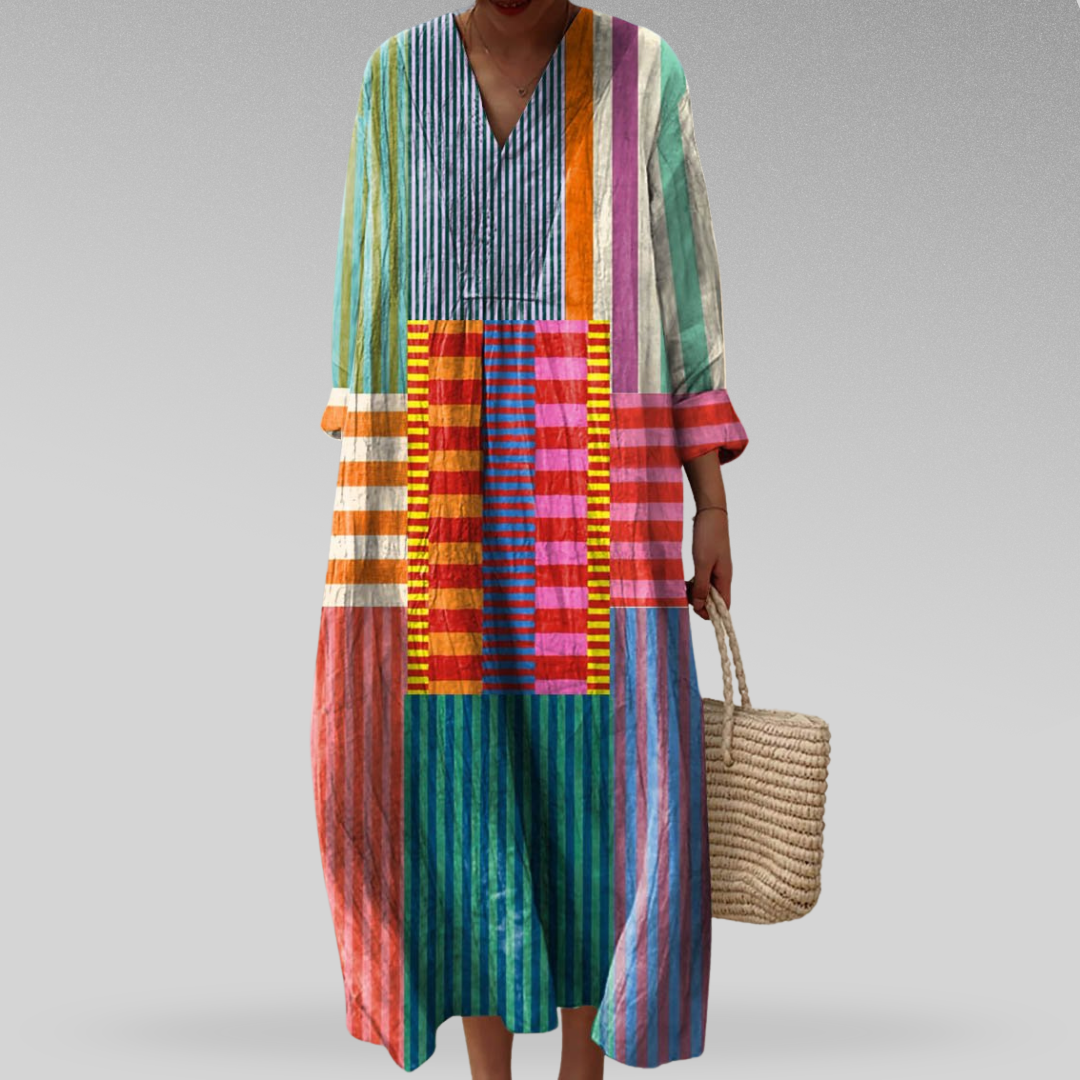 Jolinde | Mujer Vestido Fluido con Estampado Geométrico