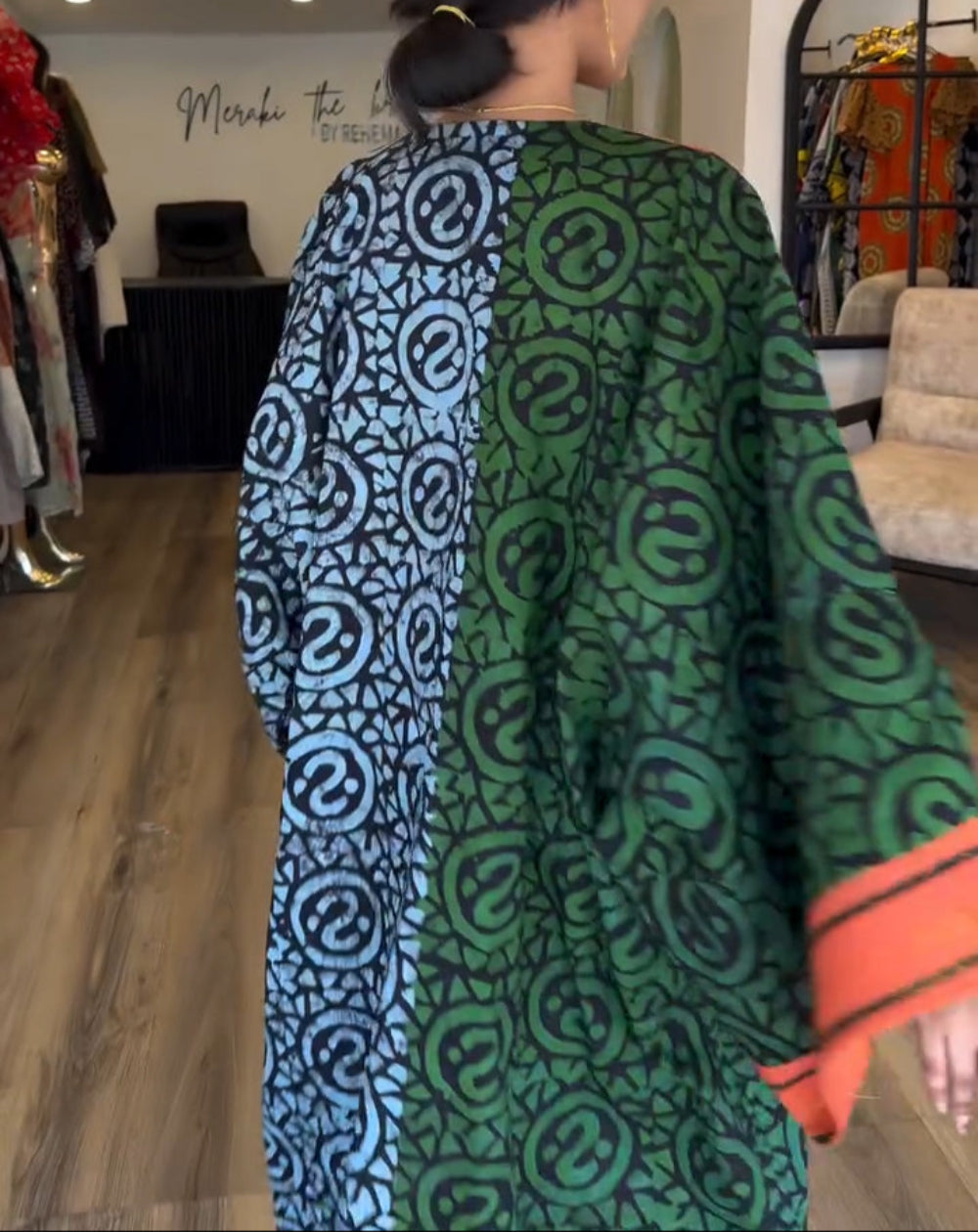 Imani | Mujer Vestido Maxi Kaftán con Escote en V y Estampado Africano