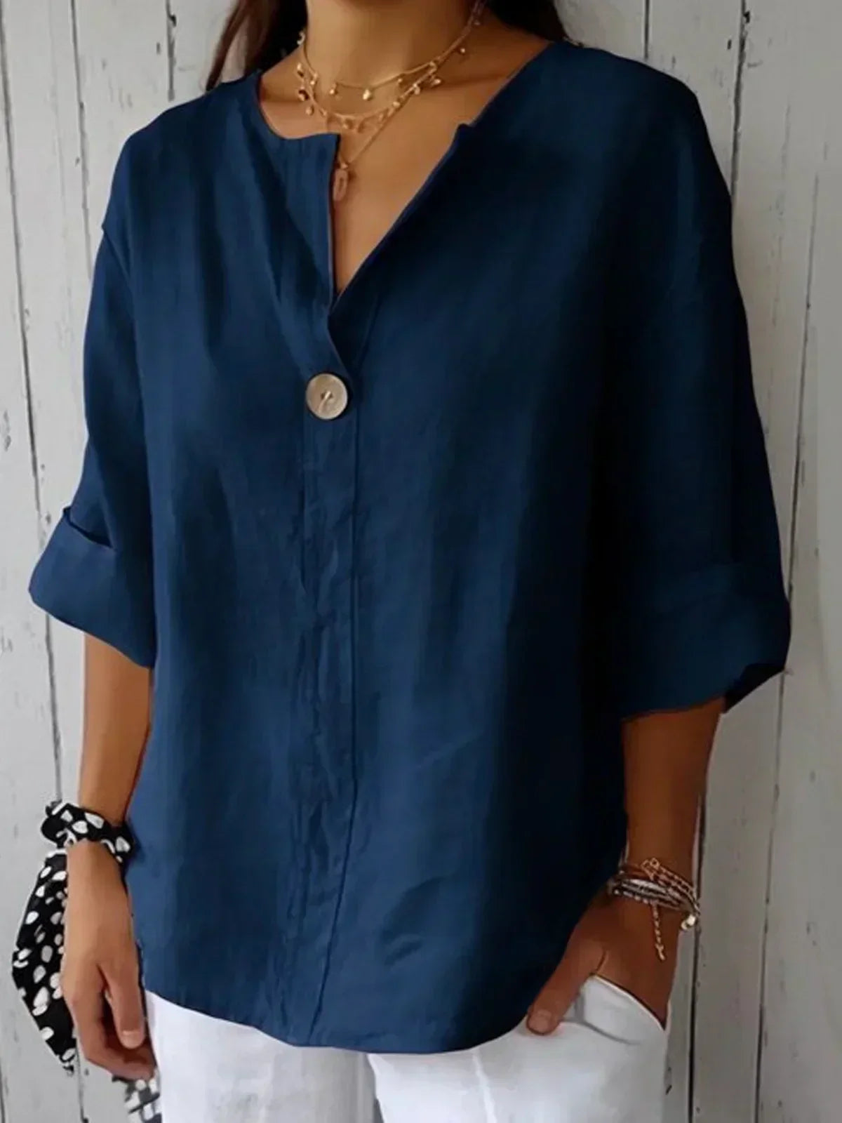 Jelka | Mujer Blusa Fluida con Botones Refinada