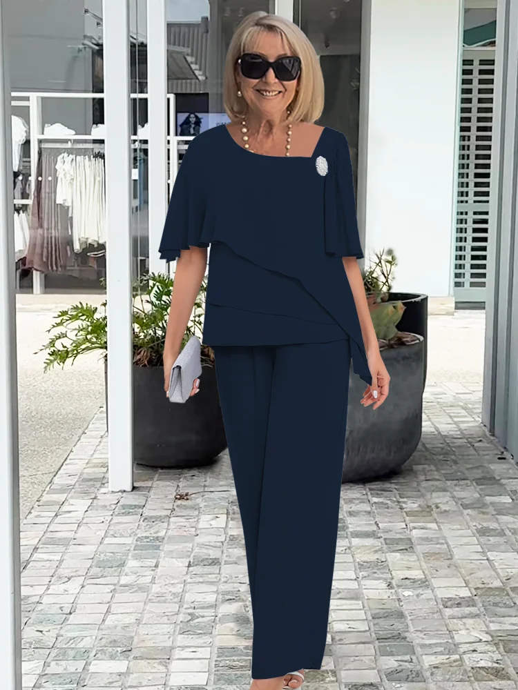 Eleanor | Mujer Conjunto de Dos Piezas con Blusa Fluida y Pantalón Ancho