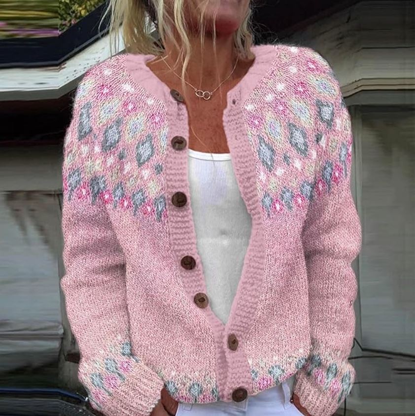 Sophie | Mujer Cárdigan de Punto Rosa para Capas