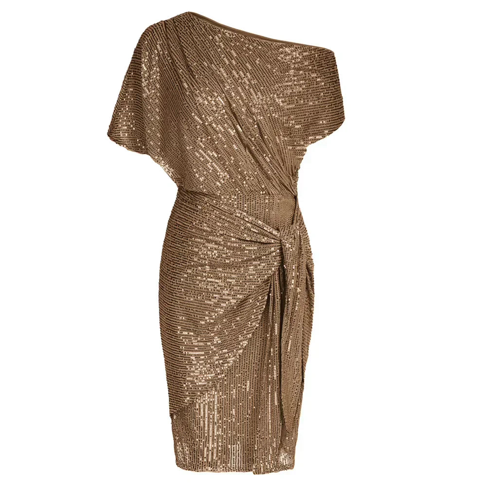 Isabella | Mujer Vestido de Fiesta de Un Hombro con Lazo Lateral