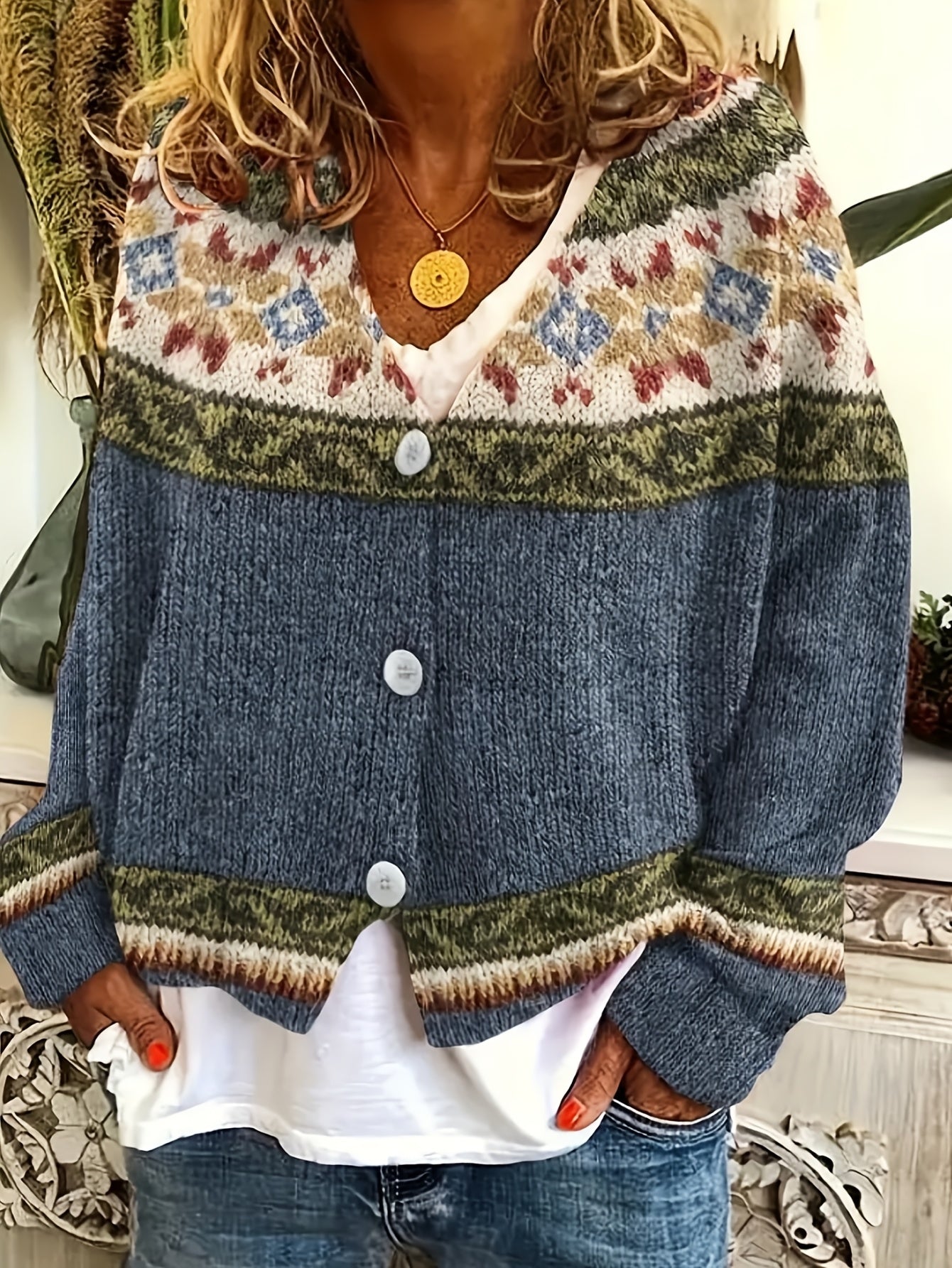 Ceralivra | Mujer Cárdigan de Punto Vintage con Botones