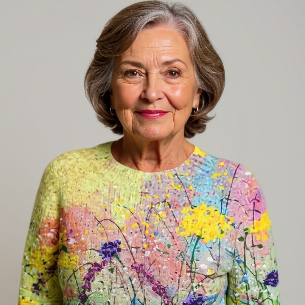 Mona | Mujer Suéter de Punto con Estampado Floral Artístico