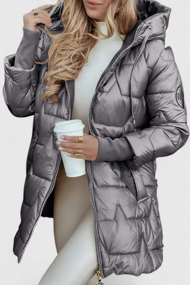 Francine | Mujer Chaqueta Acolchada con Capucha y Cremallera