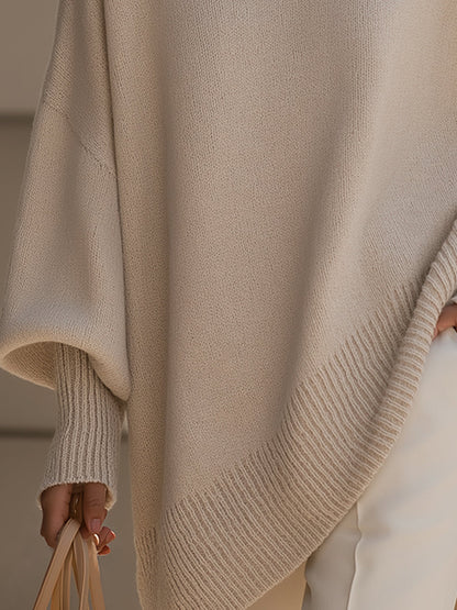 Morgan | Mujer Poncho de Punto con Detalles de Canalé