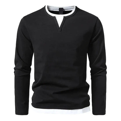 Koelman | Hombre Camiseta de Manga Larga de Algodón Peinado