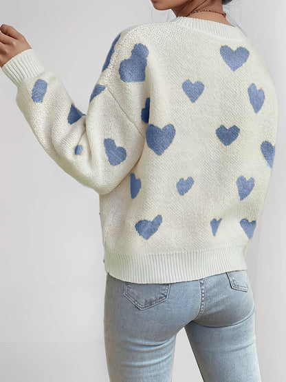 Lotte | Mujer Suéter de Punto con Estampado de Corazones