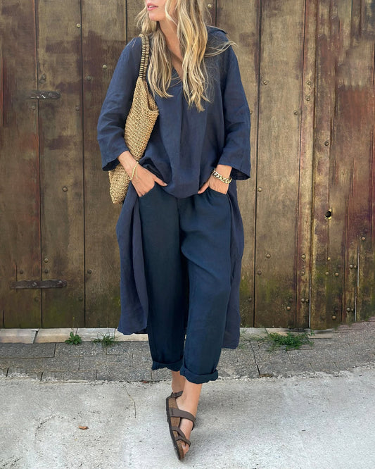 Ylva | Mujer Conjunto de Lino con Túnica y Pantalón Recto
