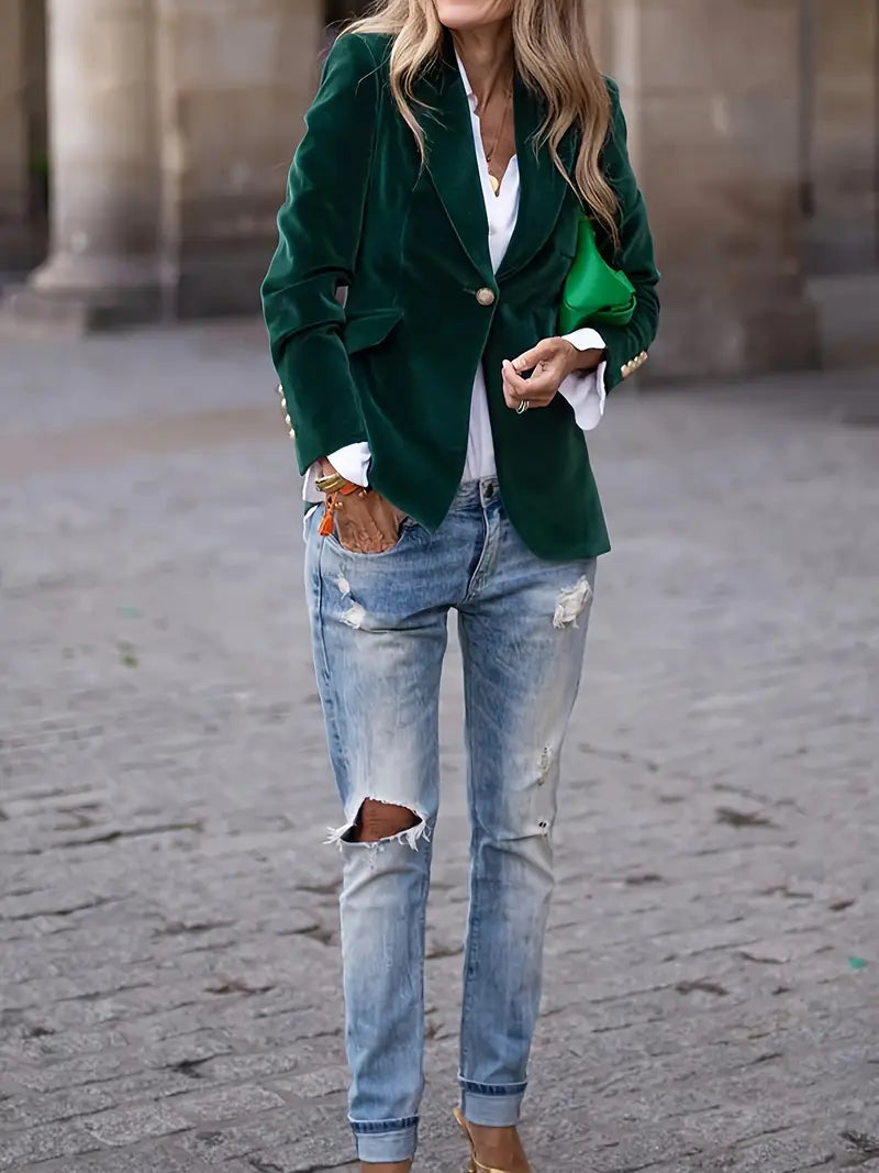 Keet | Mujer Blazer de Terciopelo Elegante Entallado