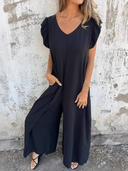 Josephine | Mujer Mono Maxi con Escote en V y Estampado de Leopardo