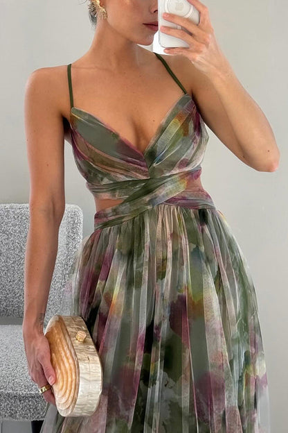 Giselle | Mujer Maxi Vestido Floral con Cierre Trasero Ajustable
