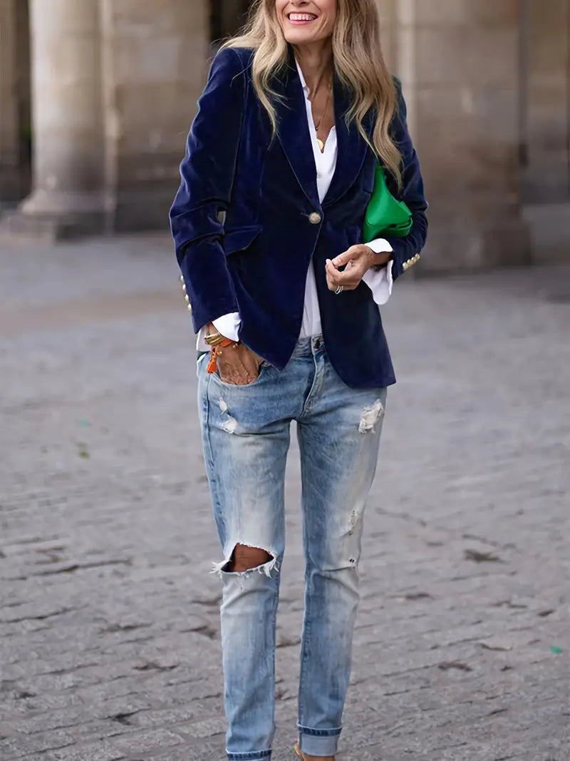 Keet | Mujer Blazer de Terciopelo Elegante Entallado
