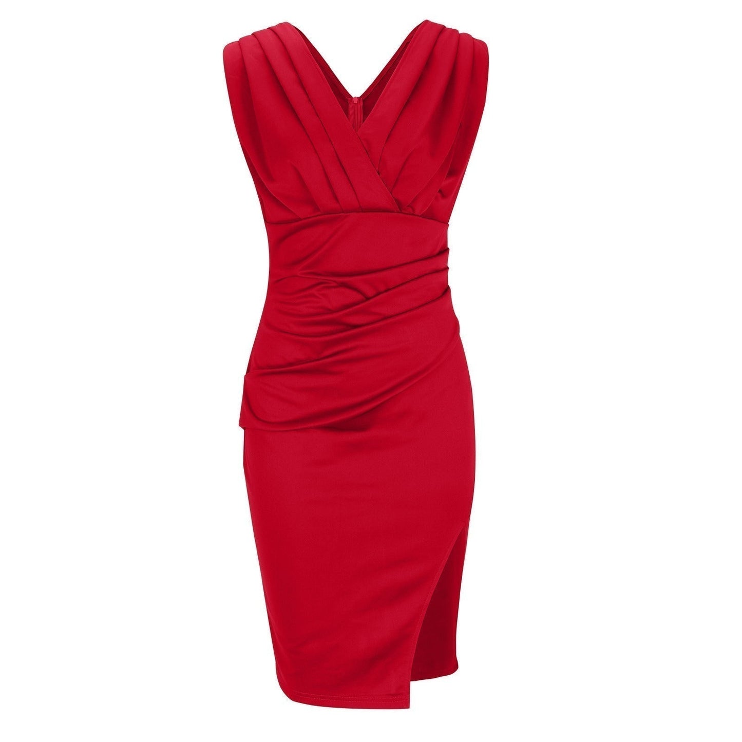 Sylvana | Mujer Vestido Ceñido con Escote en V y Abertura Lateral