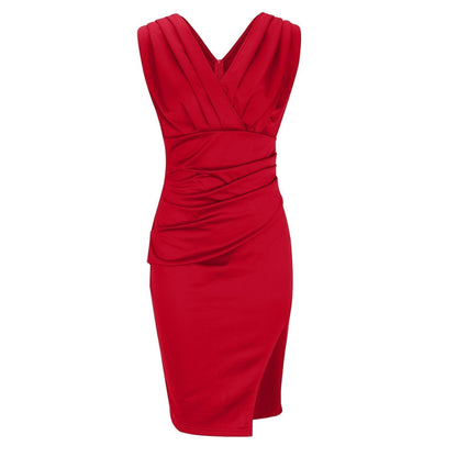 Sylvana | Mujer Vestido Ceñido con Escote en V y Abertura Lateral