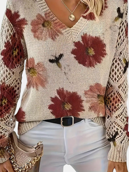 Anneliese | Mujer Suéter de Punto con Motivos Florales