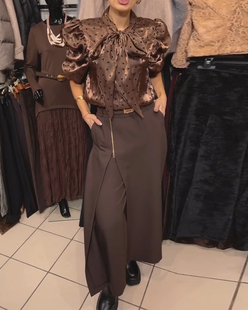 Oravelline | Mujer Pantalones Rectos de Cintura Media con Cremallera