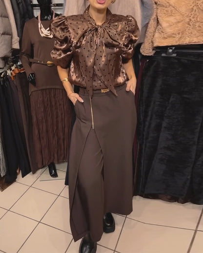 Oravelline | Mujer Pantalones Rectos de Cintura Media con Cremallera