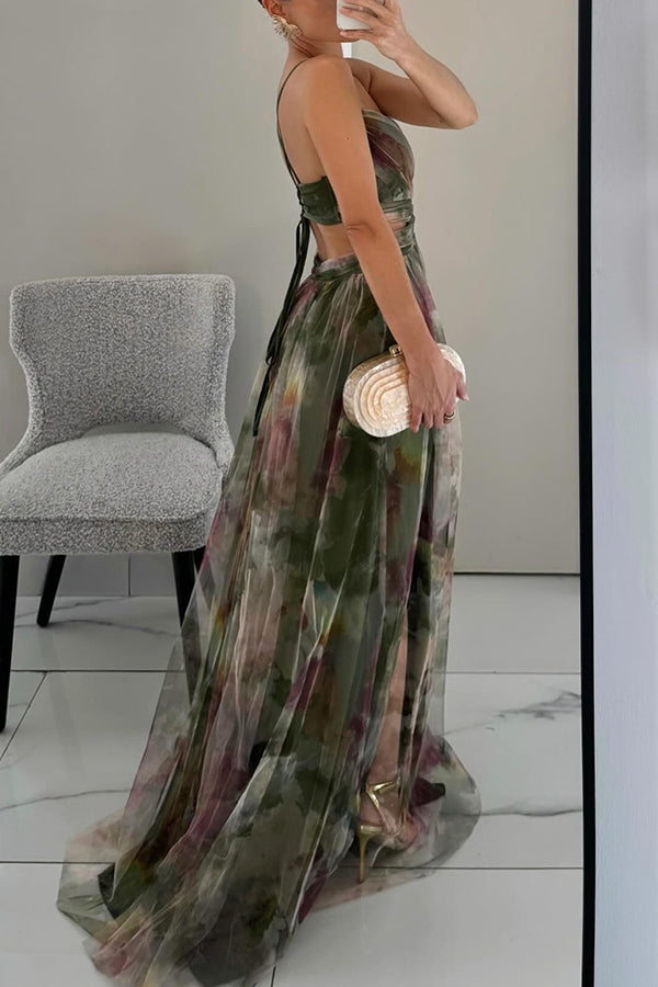 Giselle | Mujer Maxi Vestido Floral con Cierre Trasero Ajustable