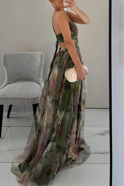 Giselle | Mujer Maxi Vestido Floral con Cierre Trasero Ajustable