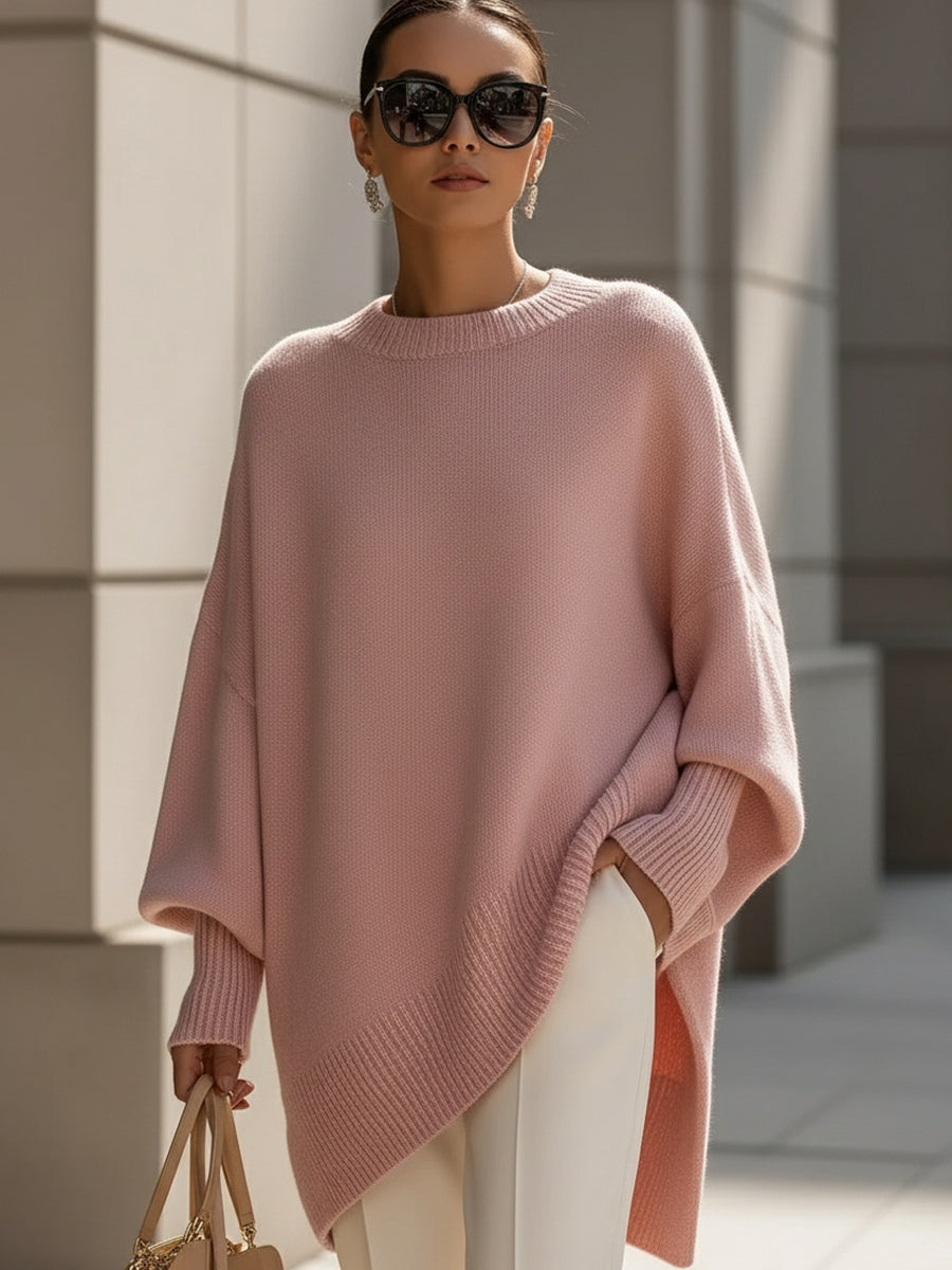 Morgan | Mujer Poncho de Punto con Detalles de Canalé