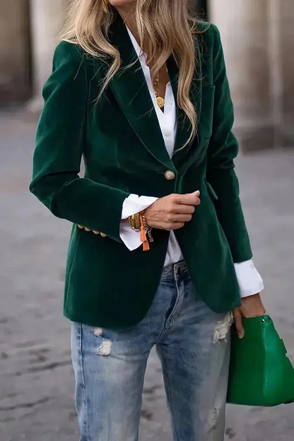 Victoria | Mujer Blazer Estructurado con Botones Dorados