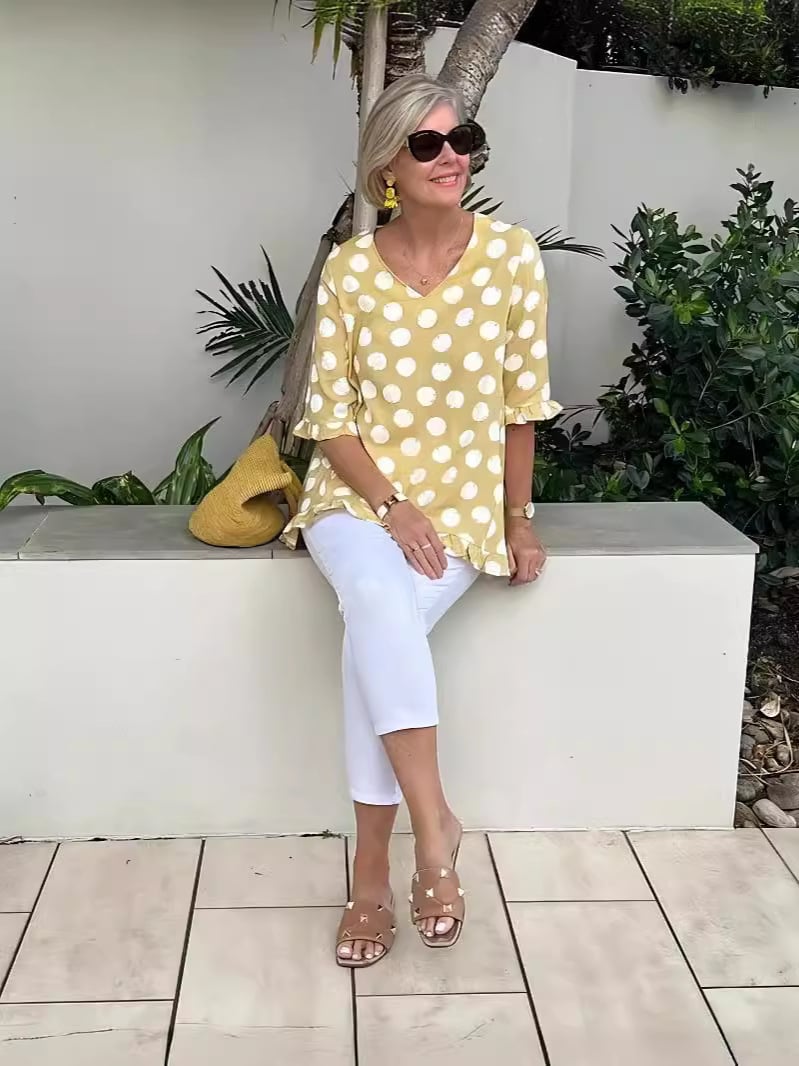 Famke | Mujer Top Estampado con Escote en V