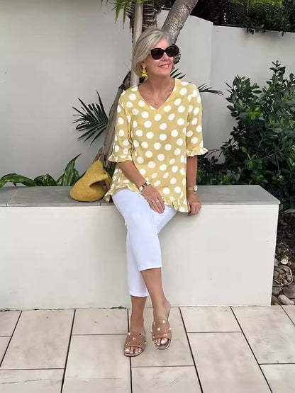 Famke | Mujer Top Estampado con Escote en V