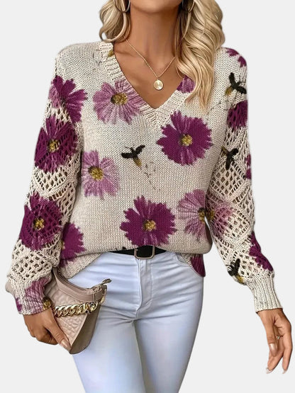 Anneliese | Mujer Suéter de Punto con Motivos Florales