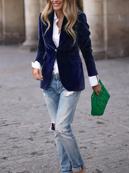 Keet | Mujer Blazer de Terciopelo Elegante Entallado