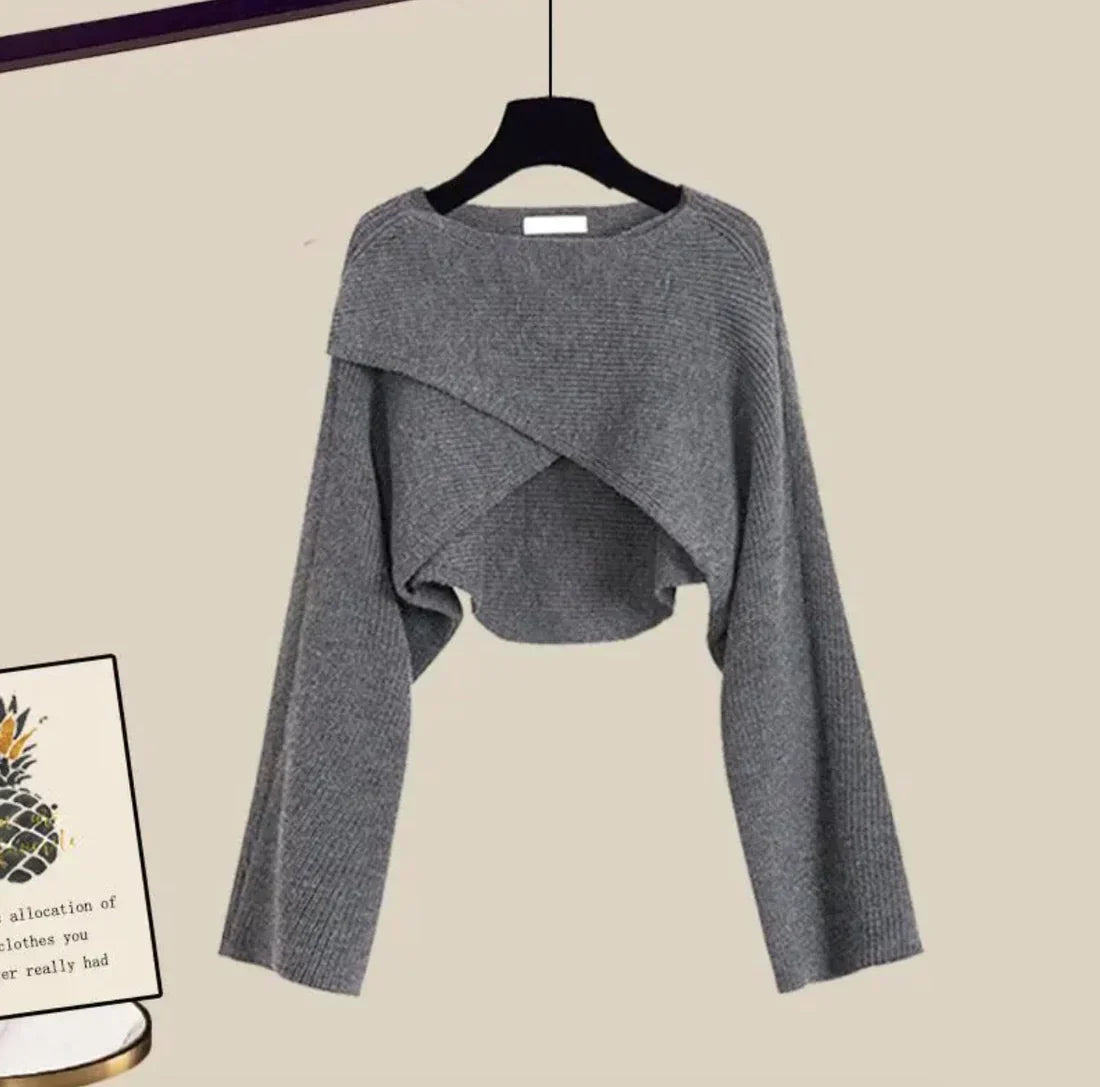 Lisette | Mujer Conjunto de Tres Piezas con Pantalón de Pierna Ancha