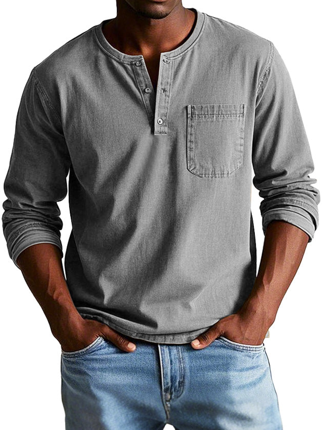Marcel | Hombre Camisa de Manga Larga con Cuello Henley