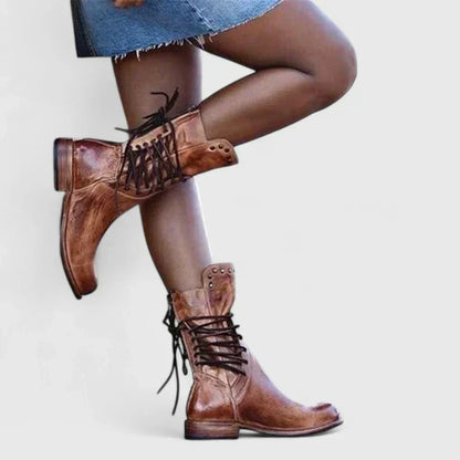 Emma | Mujer Botas con Cordones y Estampado