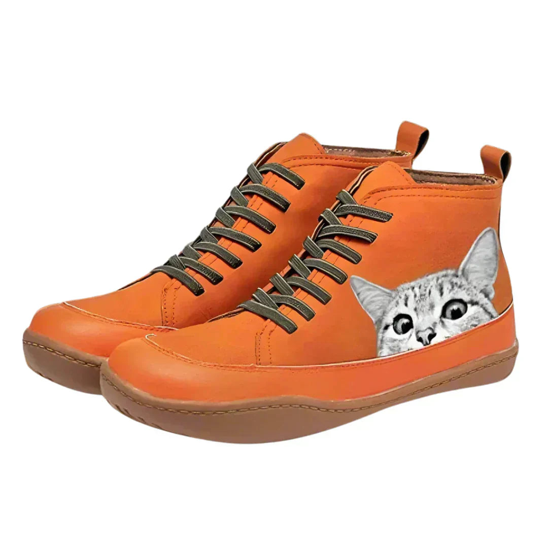 Isabel | Mujer Zapatillas Altas con Estampado de Gatos
