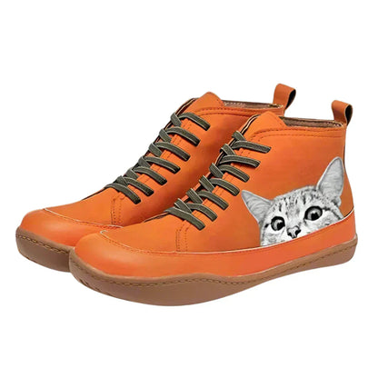 Isabel | Mujer Zapatillas Altas con Estampado de Gatos