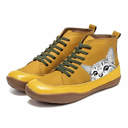 Isabel | Mujer Zapatillas Altas con Estampado de Gatos