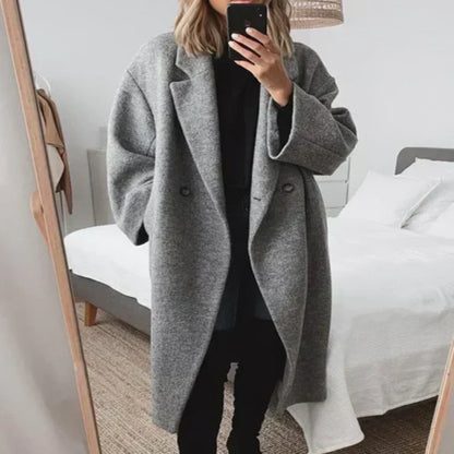 Layla | Mujer Abrigo Oversize de Lana con Solapas