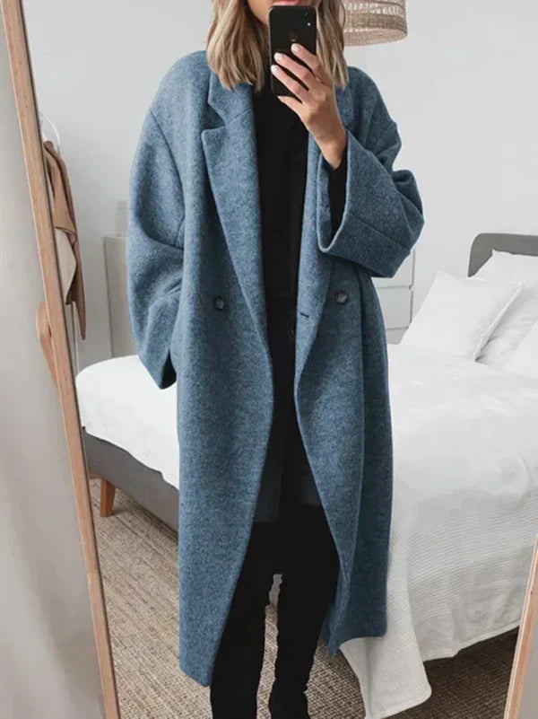 Layla | Mujer Abrigo Oversize de Lana con Solapas