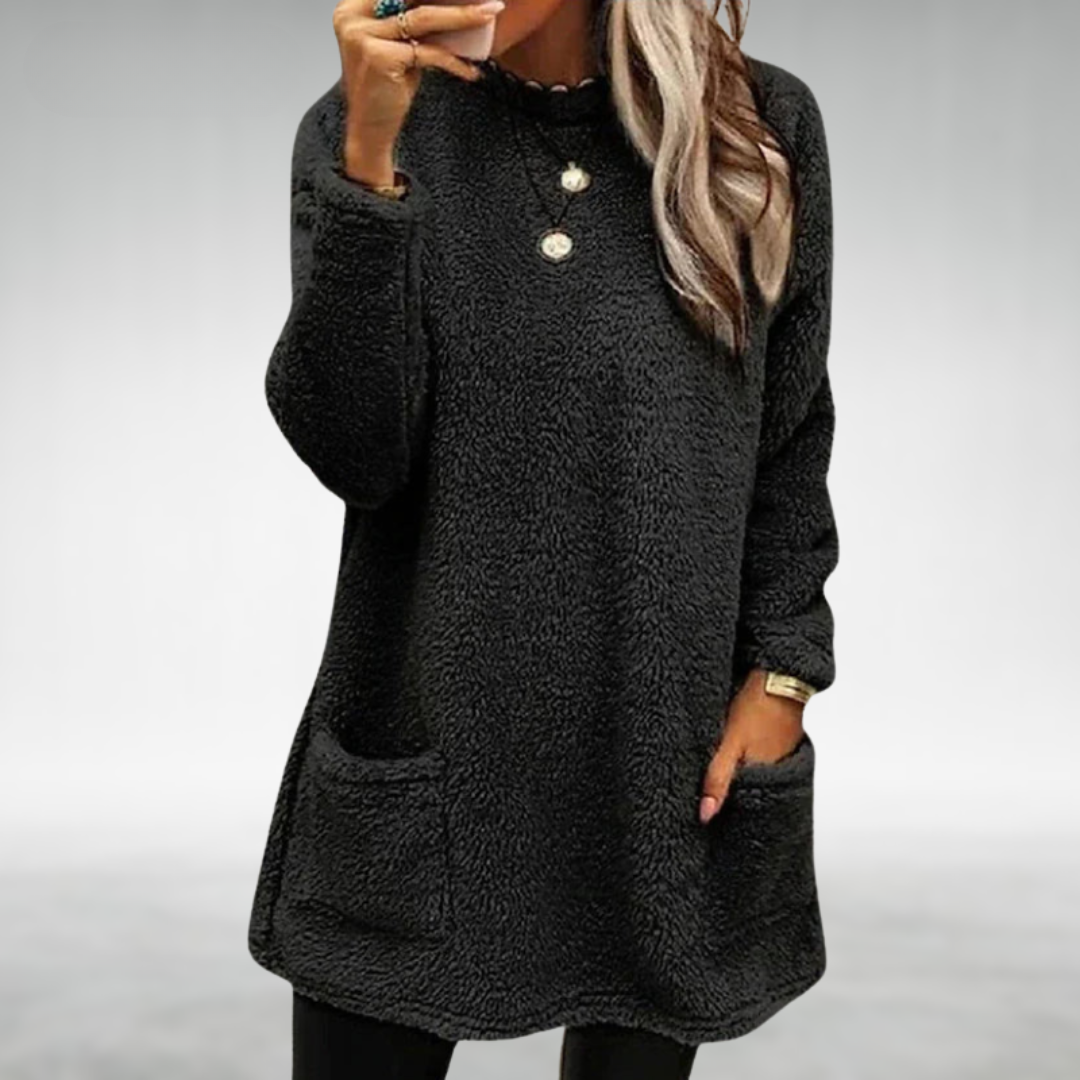 Lily | Mujer Suéter Oversize Tipo Peluche con Bolsillos
