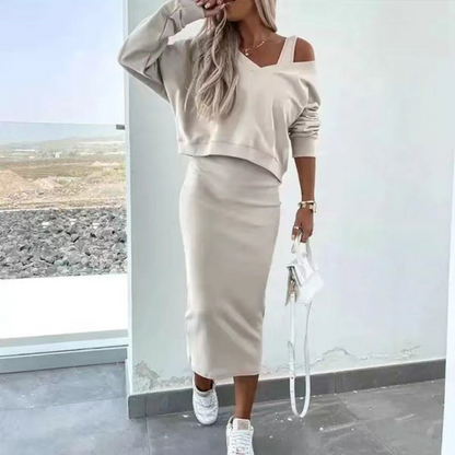 Annelien | Mujer Conjunto de Punto con Suéter y Falda