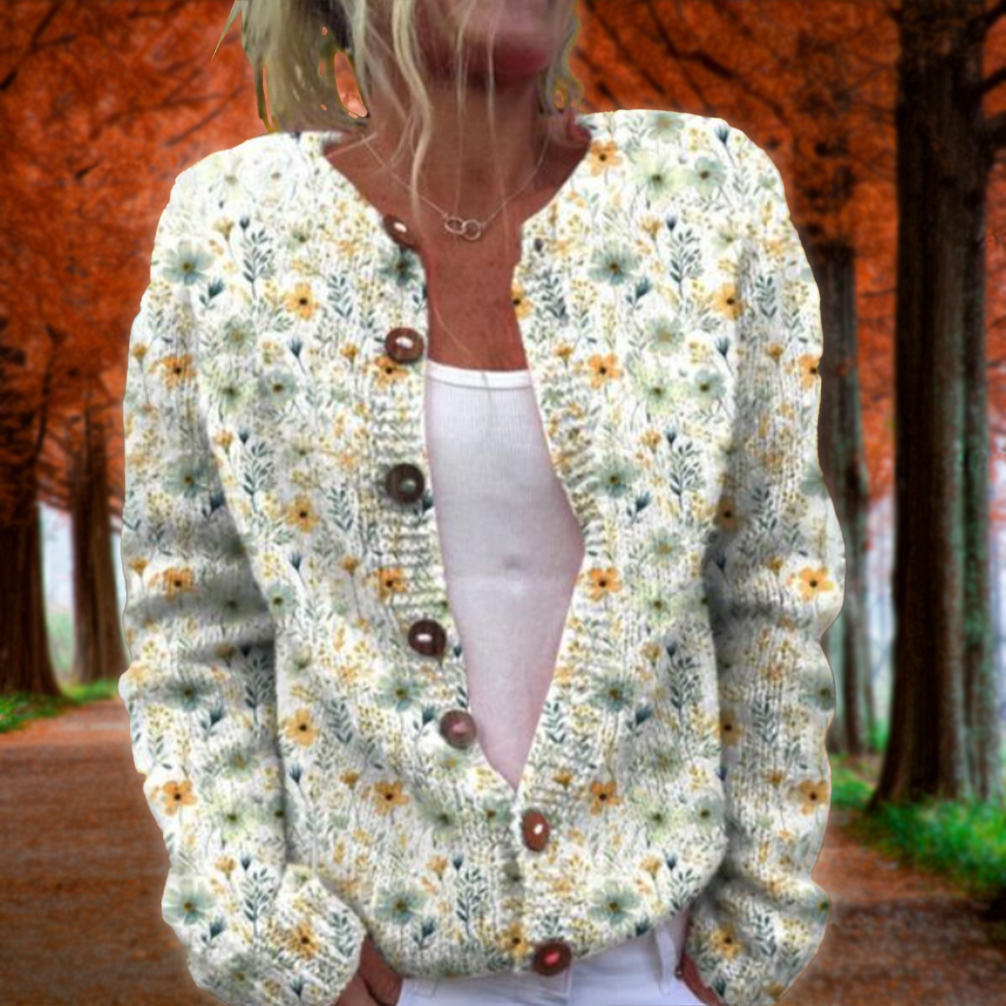 Lowri | Mujer Chaleco de Punto con Estampado Floral