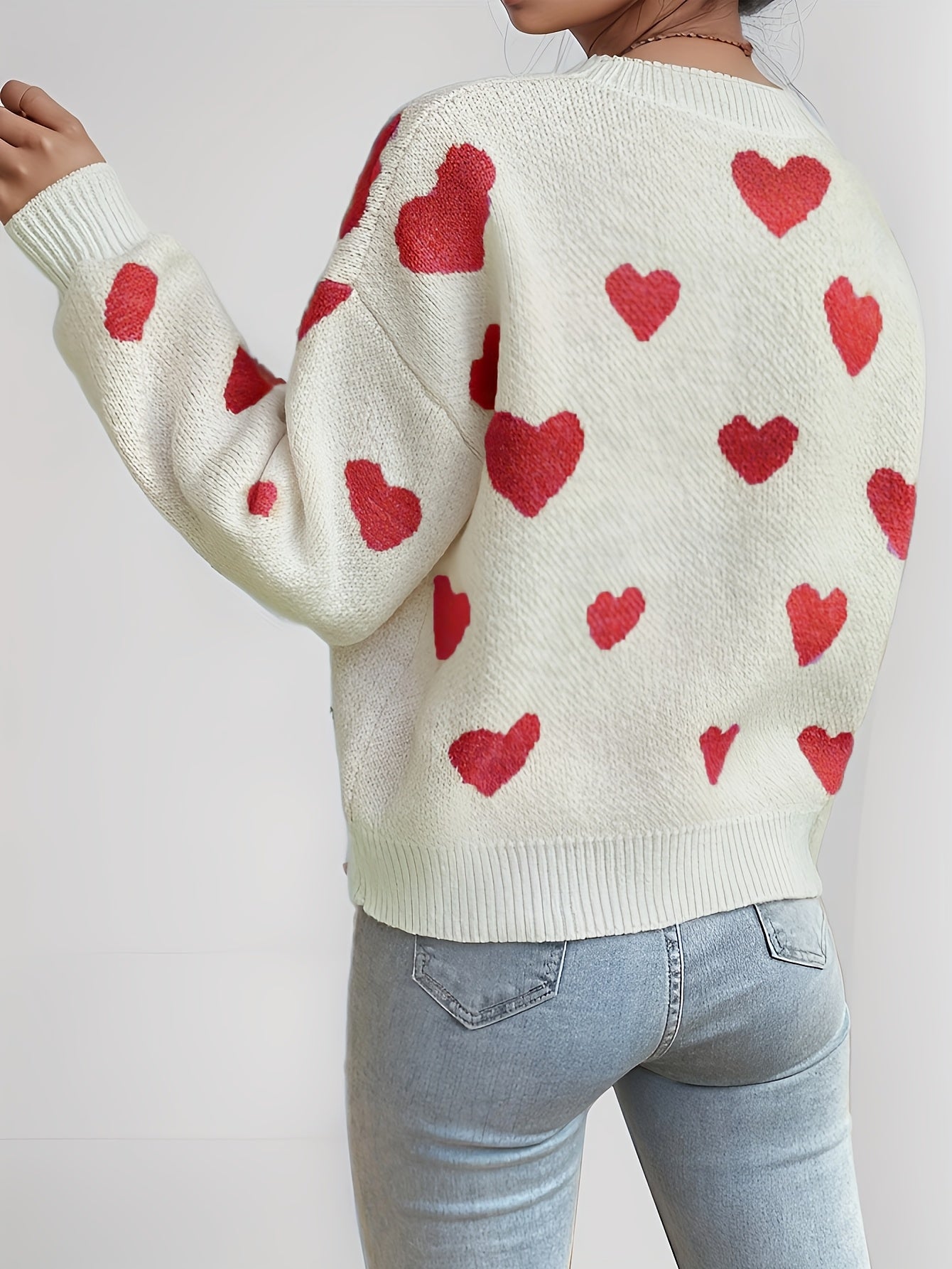 Lotte | Mujer Suéter de Punto con Estampado de Corazones