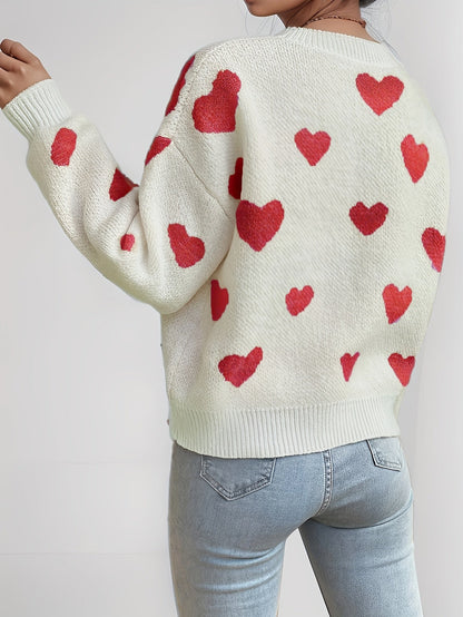 Lotte | Mujer Suéter de Punto con Estampado de Corazones