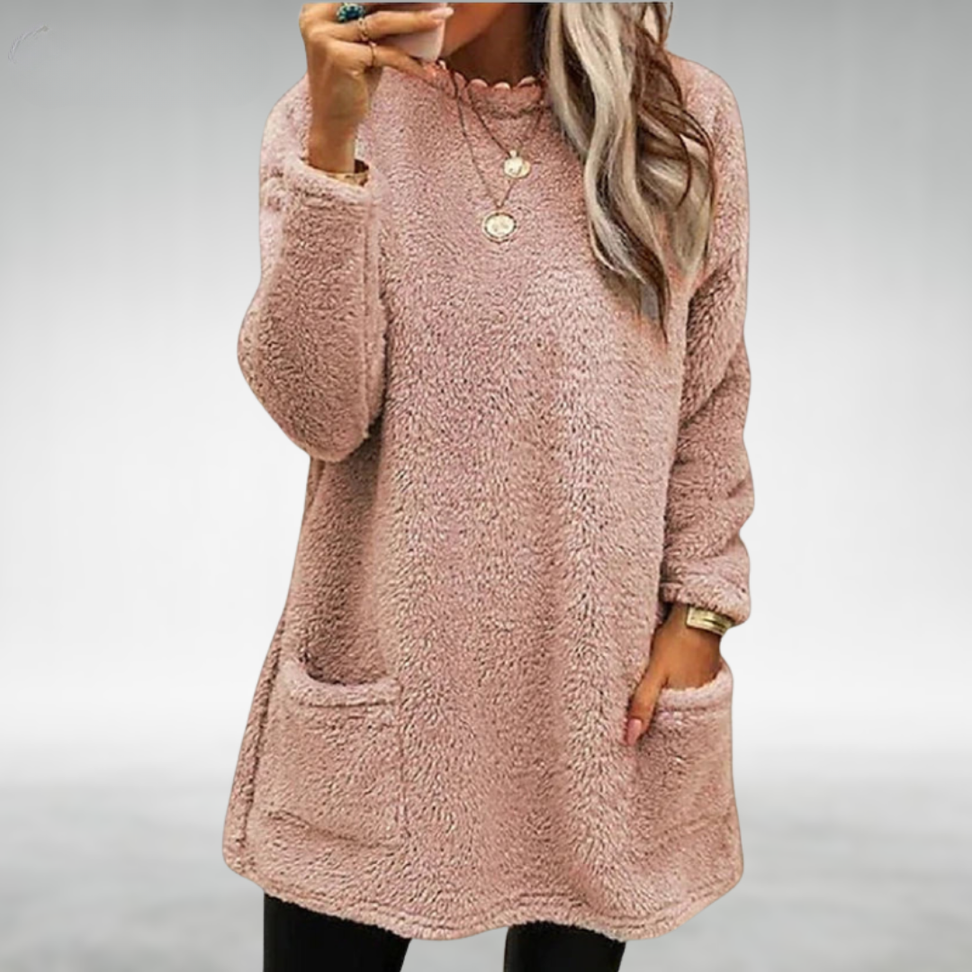 Lily | Mujer Suéter Oversize Tipo Peluche con Bolsillos