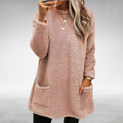 Lily | Mujer Suéter Oversize Tipo Peluche con Bolsillos